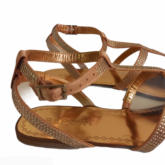 Report Size 10 Rinestone Strappy Rose Gold Sandals - Picture 6 of 11